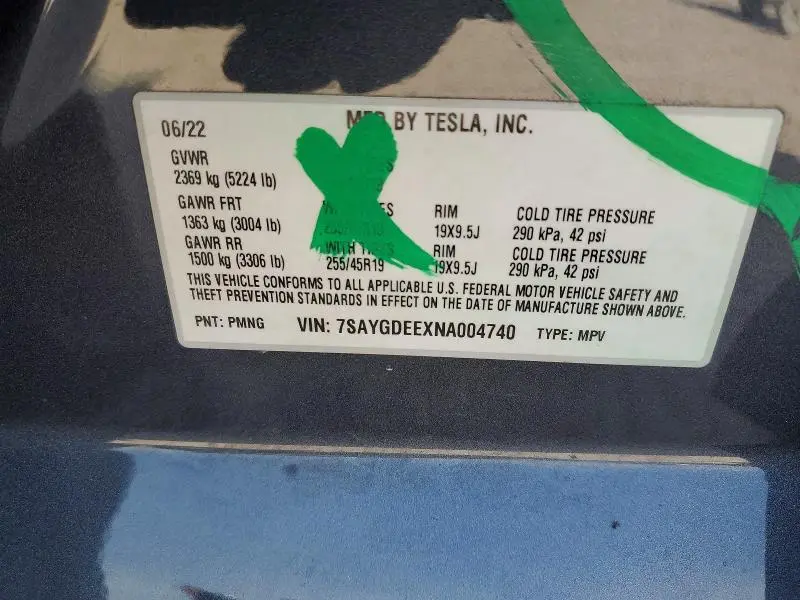 2022 TESLA MODEL Y   