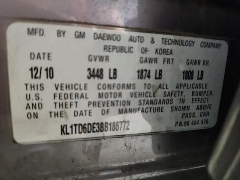 2011 CHEVROLET AVEO LS  