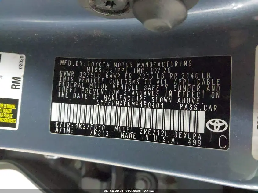 2021 TOYOTA COROLLA LE