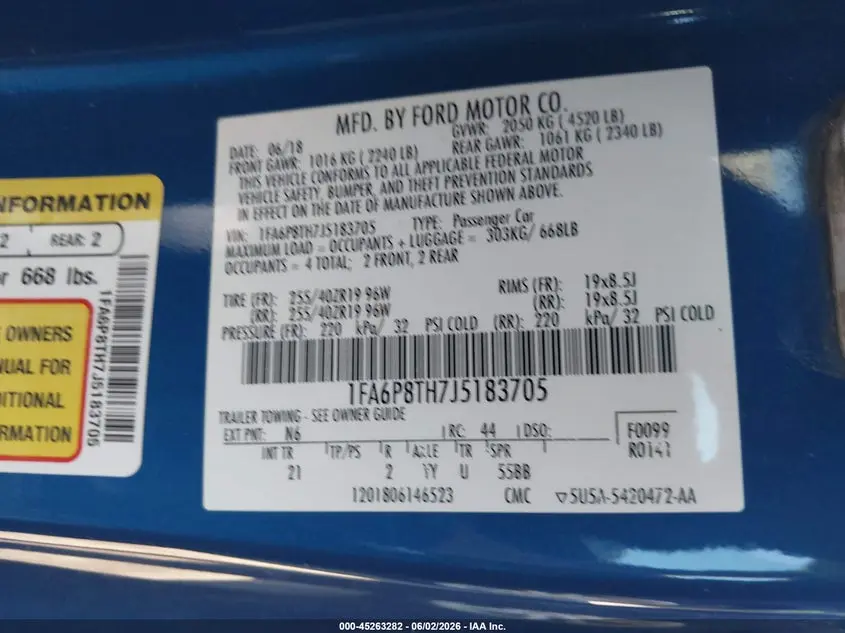 2018 FORD MUSTANG ECOBOOST