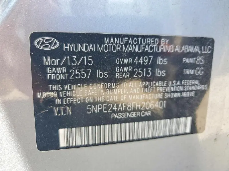 2015 HYUNDAI SONATA SE  