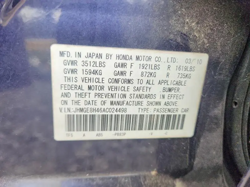 2010 HONDA FIT SPORT  