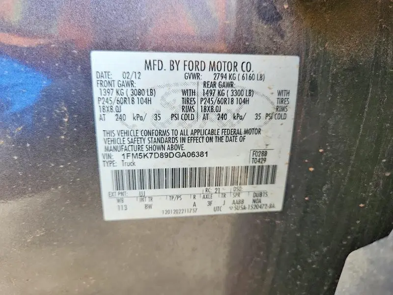 2013 FORD EXPLORER XLT  