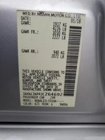 2018 NISSAN ALTIMA 2.5  