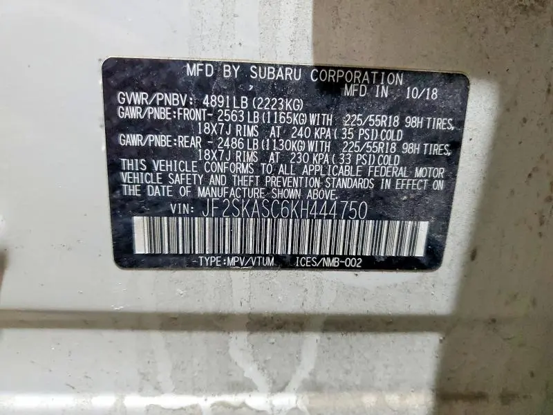 2019 SUBARU FORESTER LIMITED  