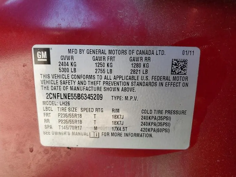 2011 CHEVROLET EQUINOX LT  