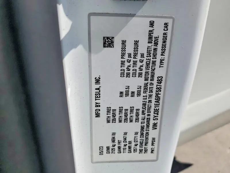 2023 TESLA MODEL 3   