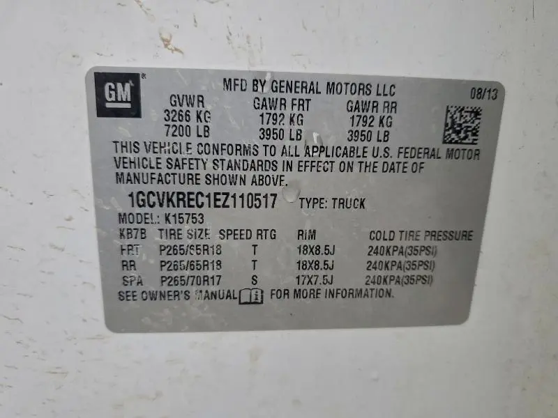 2014 CHEVROLET SILVERADO K1500 LT  