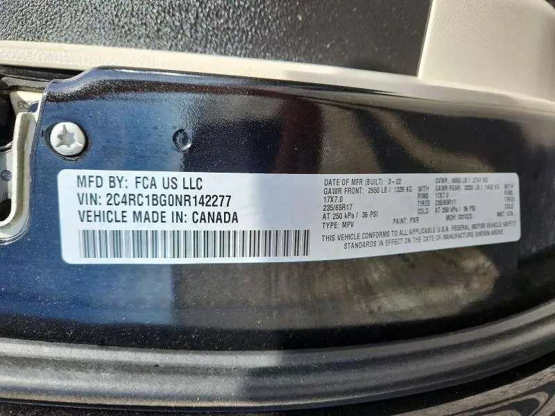 2022 CHRYSLER PACIFICA TOURING L  