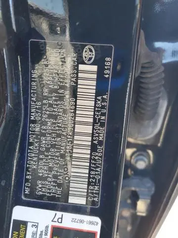 2016 TOYOTA CAMRY LE  