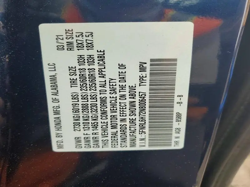 2022 HONDA ODYSSEY EXL  