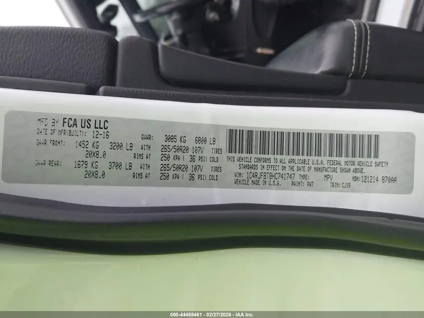 2017 JEEP GRAND CHEROKEE LIMITED 4X4