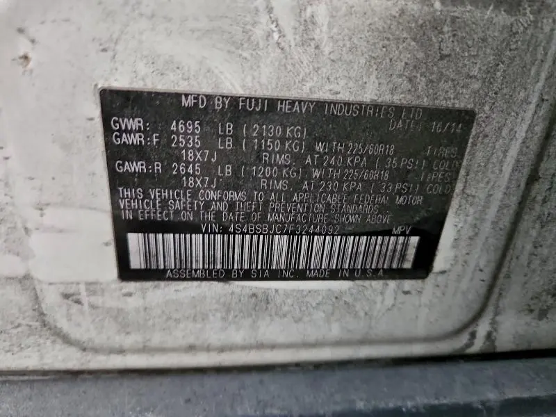 2015 SUBARU OUTBACK 2.5I LIMITED  