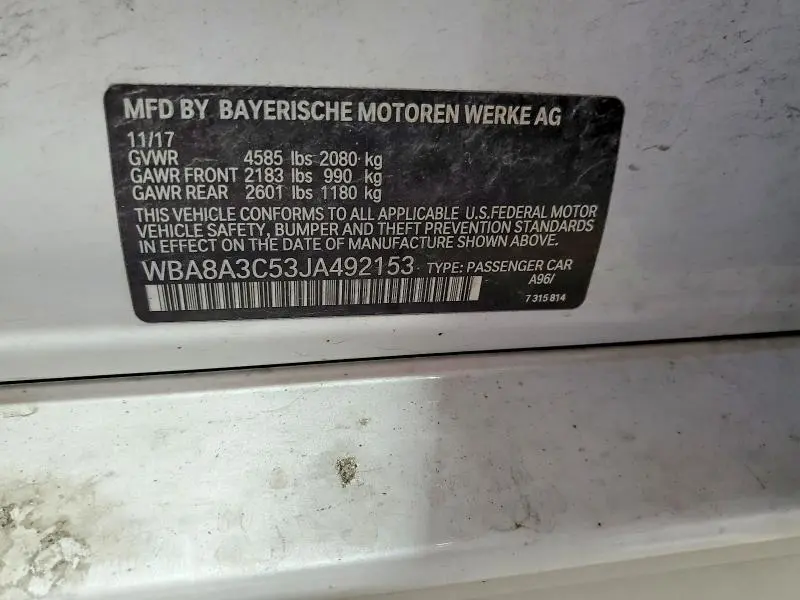2018 BMW 320 XI  