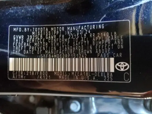2024 TOYOTA COROLLA LE  