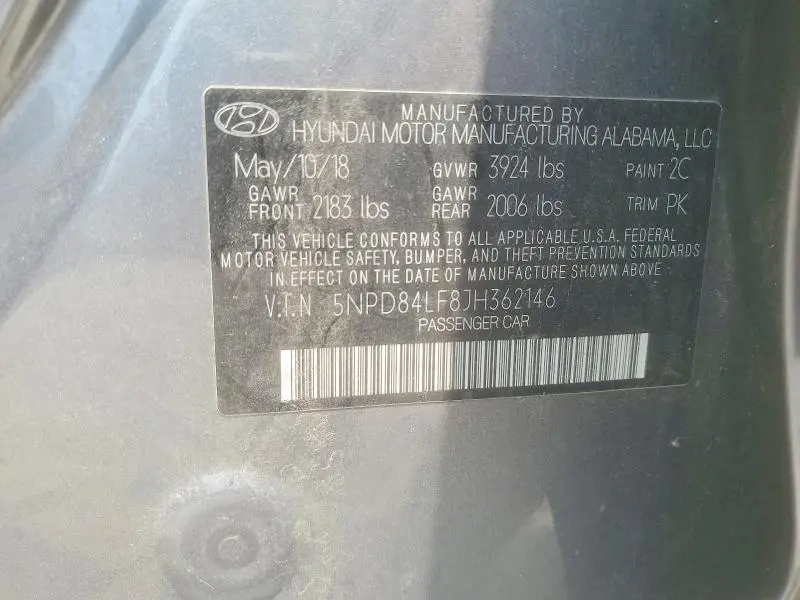 2018 HYUNDAI ELANTRA SEL  