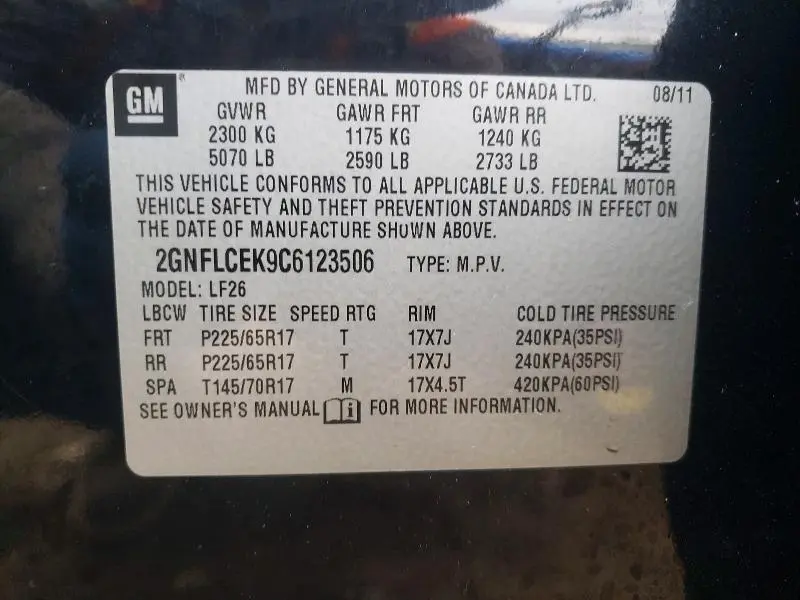 2012 CHEVROLET EQUINOX LS  