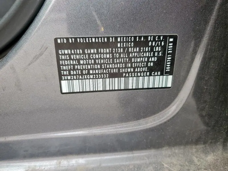 2016 VOLKSWAGEN JETTA S  