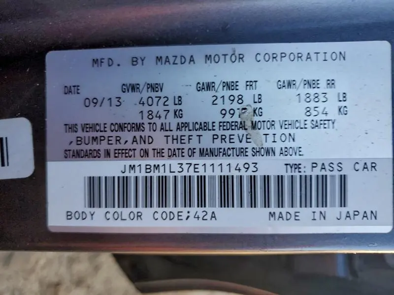 2014 MAZDA 3 TOURING  