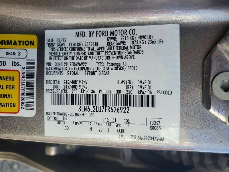2015 LINCOLN MKZ HYBRID  