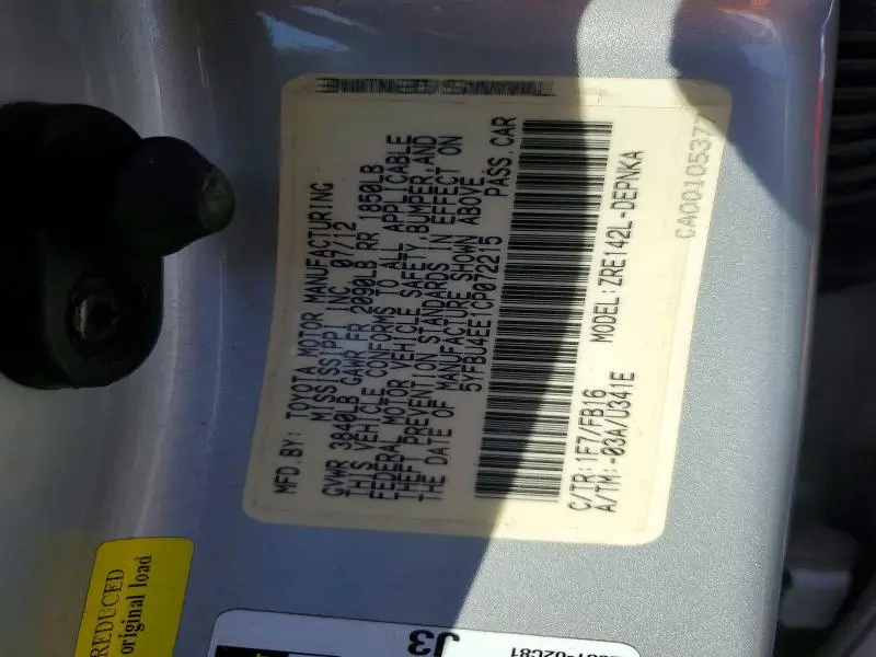 2012 TOYOTA COROLLA LE  