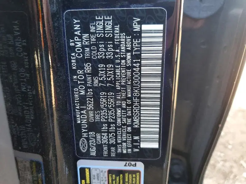 2019 HYUNDAI SANTA FE   