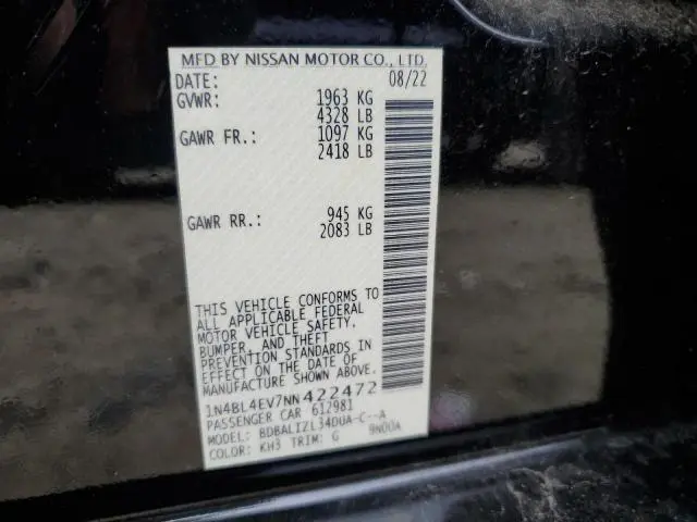 2022 NISSAN ALTIMA SL  