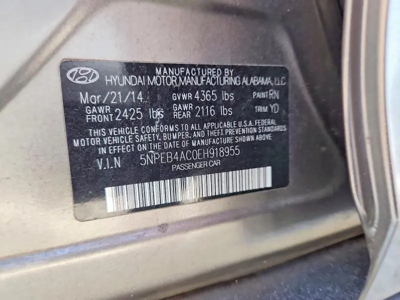 2014 HYUNDAI SONATA GLS  
