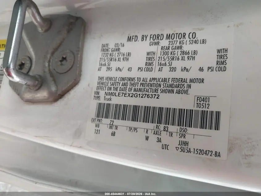 2016 FORD TRANSIT CONNECT XL