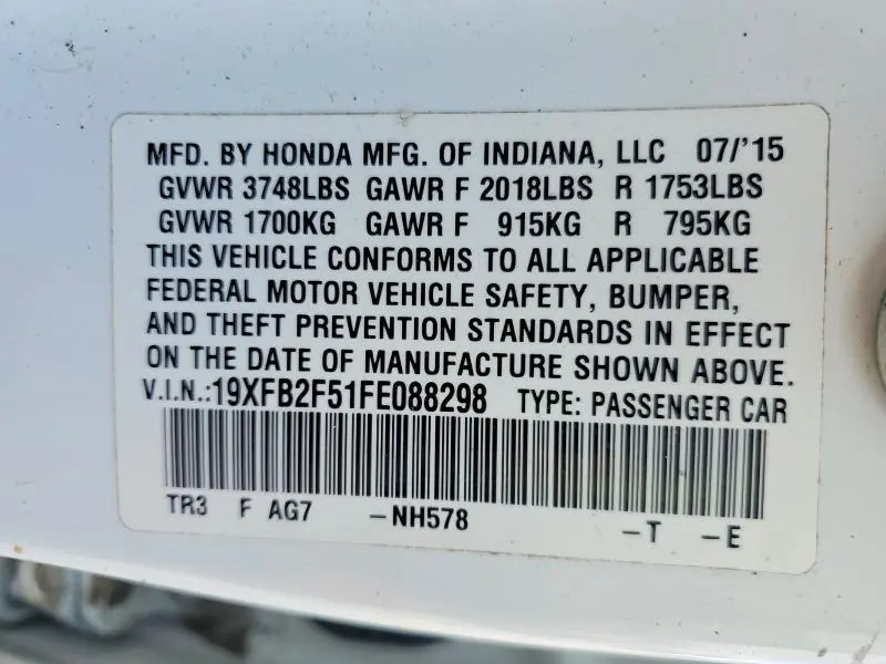 2015 HONDA CIVIC LX  