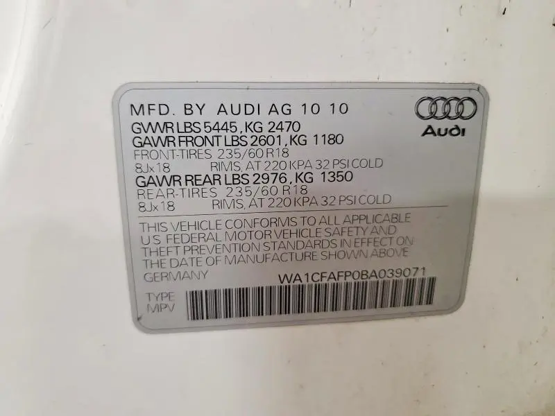 2011 AUDI Q5 PREMIUM  