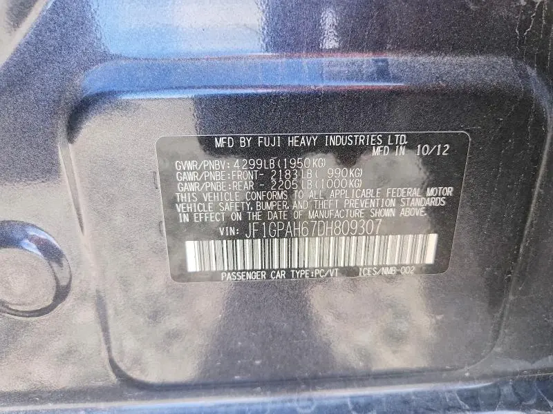 2013 SUBARU IMPREZA LIMITED  