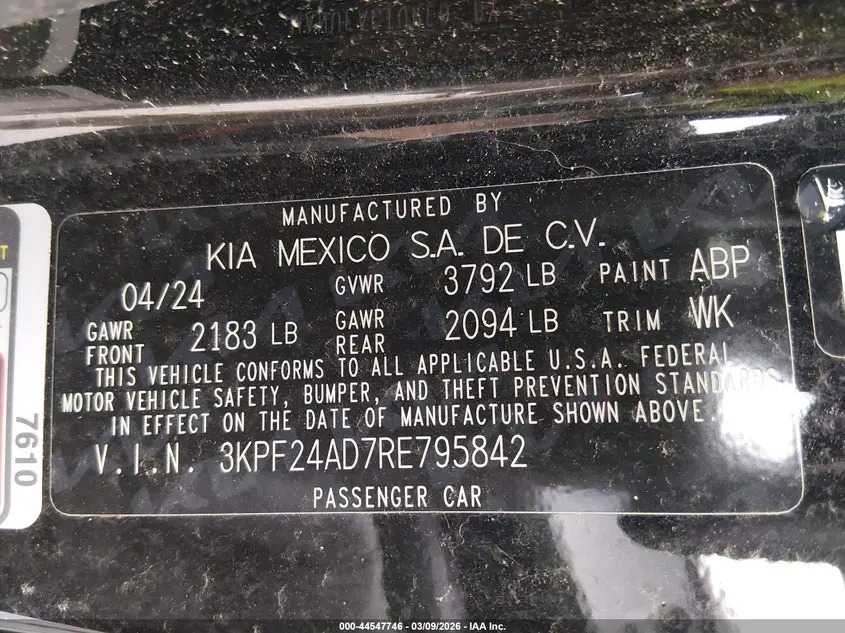 2024 KIA FORTE LXS