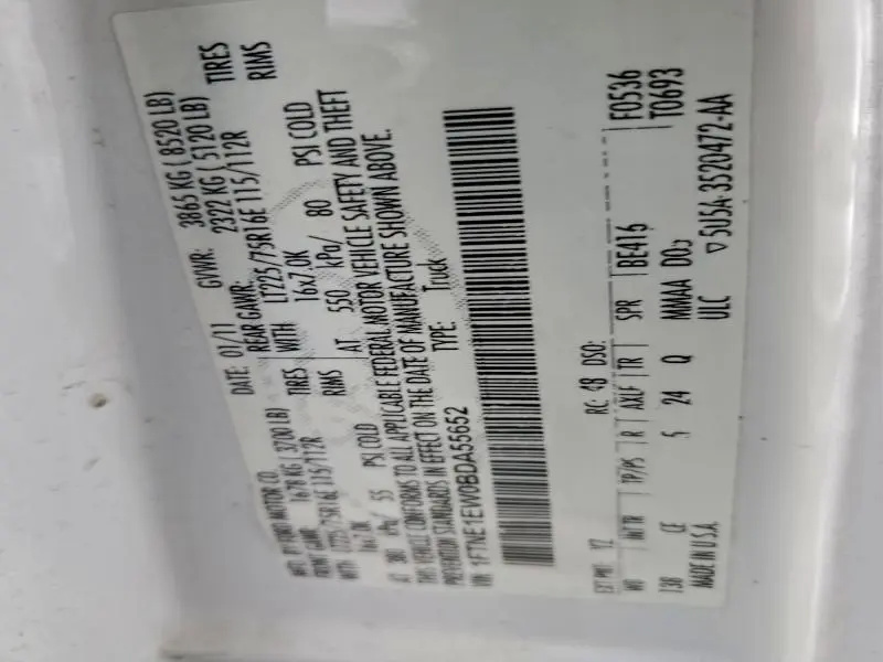 2011 FORD ECONOLINE E150 VAN  