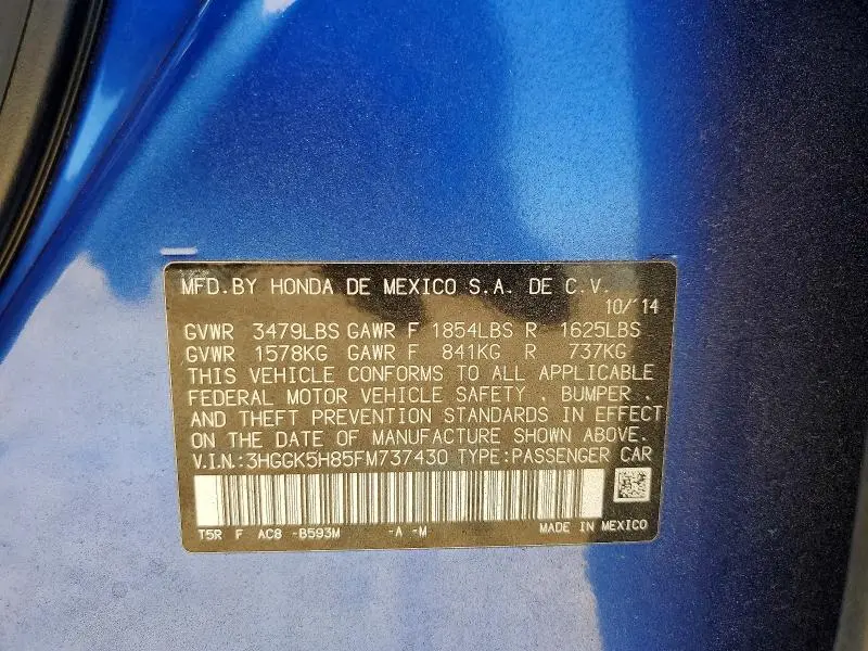 2015 HONDA FIT EX  