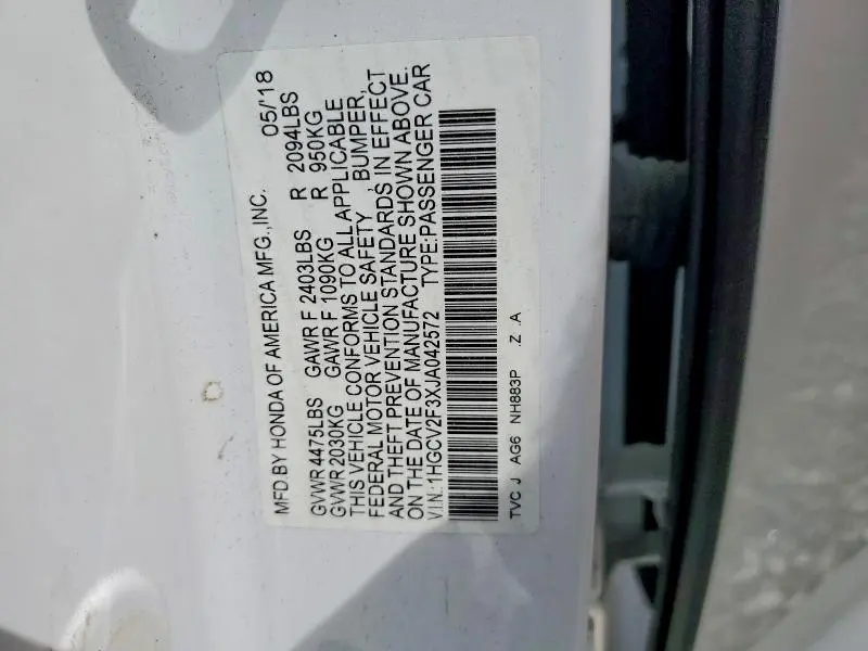 2018 HONDA ACCORD SPORT  