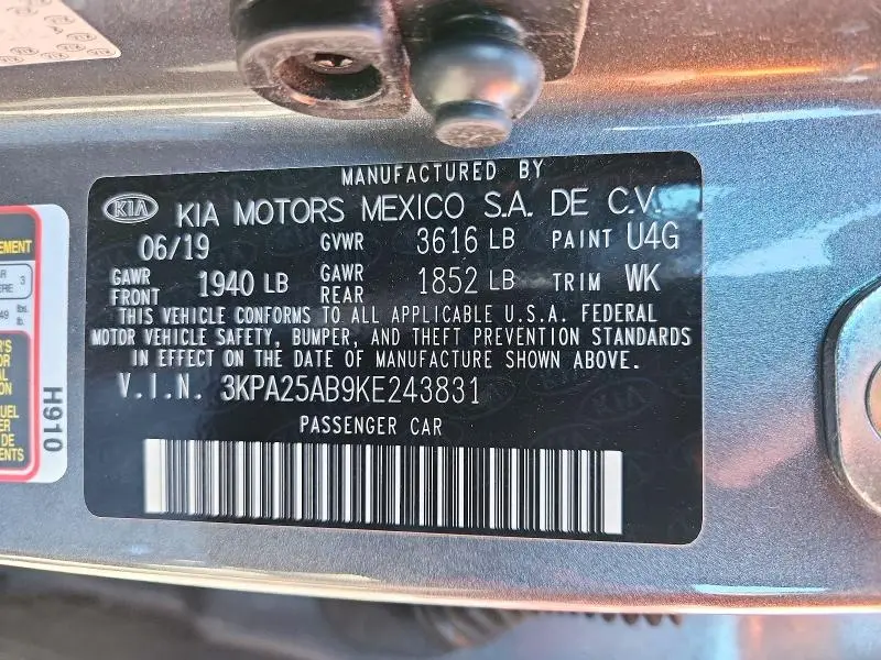 2019 KIA RIO S  