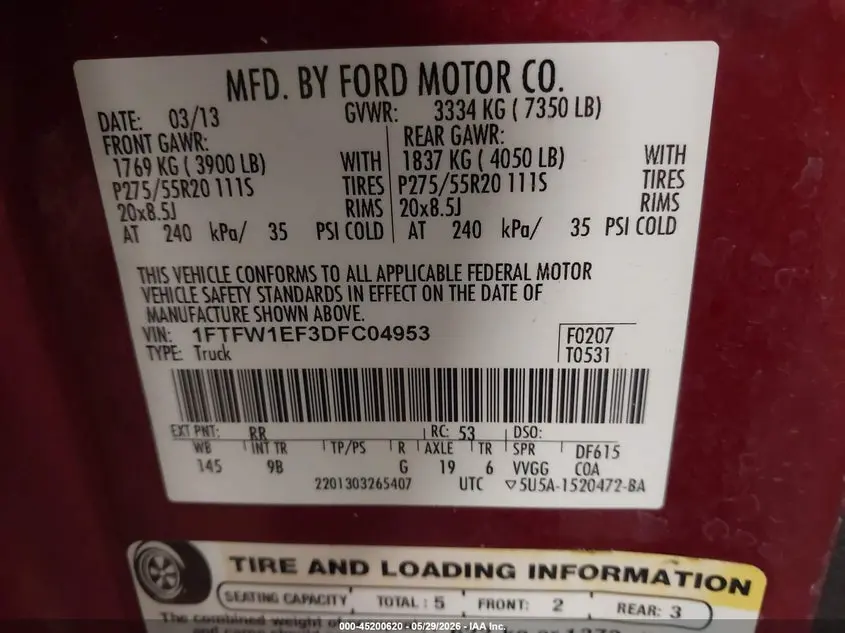 2013 FORD F-150 PLATINUM