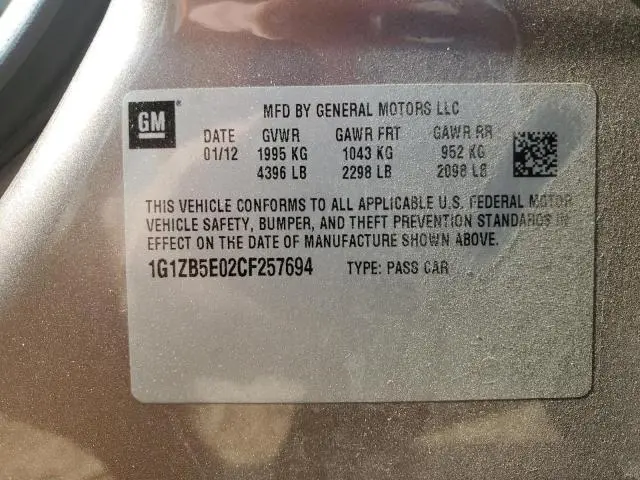 2012 CHEVROLET MALIBU LS  