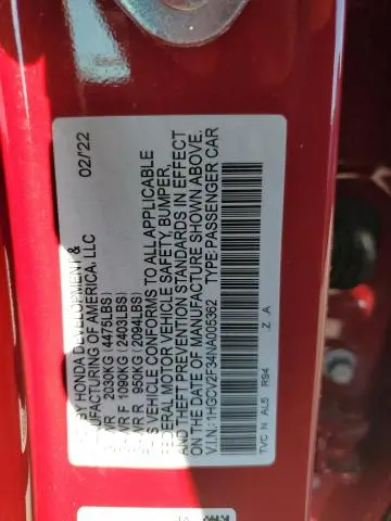 2022 HONDA ACCORD SPORT  