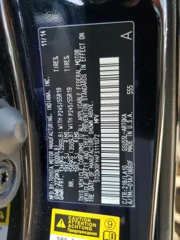 2015 TOYOTA HIGHLANDER LIMITED  