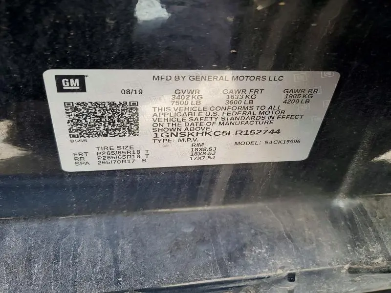 2020 CHEVROLET SUBURBAN 1500 LT 4WD