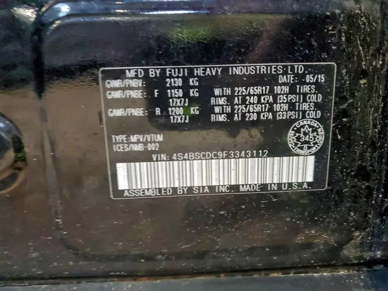 2015 SUBARU OUTBACK 2.5I PREMIUM  