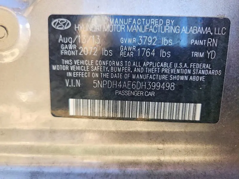 2013 HYUNDAI ELANTRA GLS  