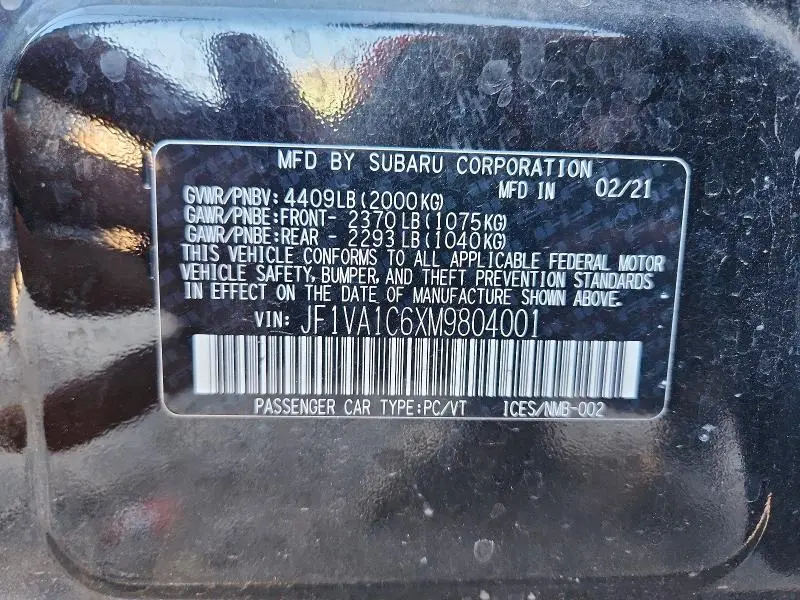 2021 SUBARU WRX PREMIUM  