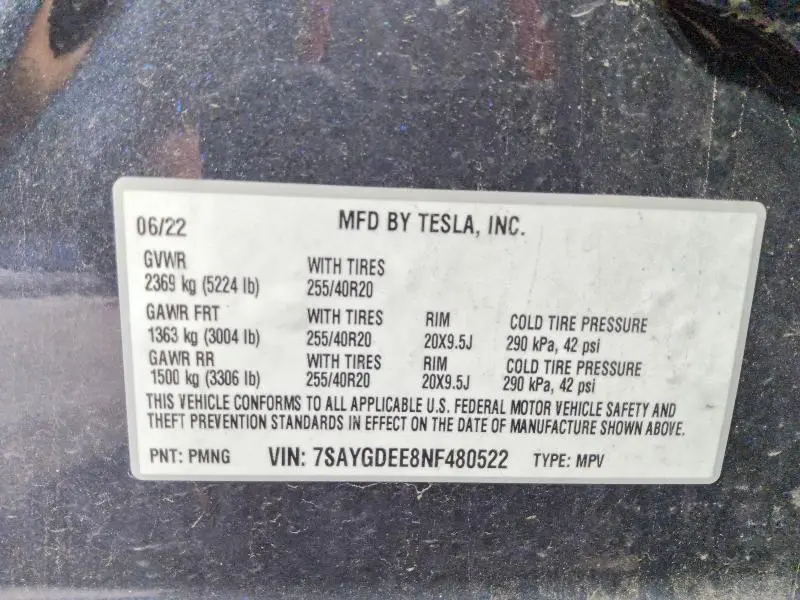 2022 TESLA MODEL Y   