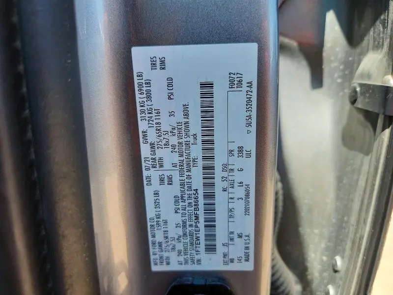 2021 FORD F150 SUPERCREW  