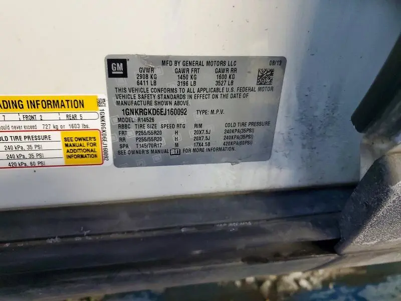 2014 CHEVROLET TRAVERSE LT  