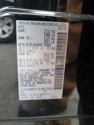 2018 NISSAN PATHFINDER S  