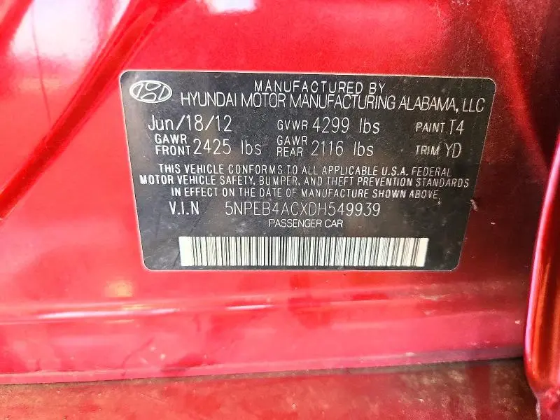 2013 HYUNDAI SONATA GLS  